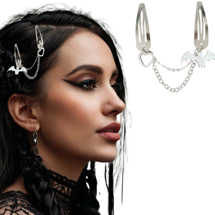 Halloween Haarspange Halskette Fledermaus und Herz
