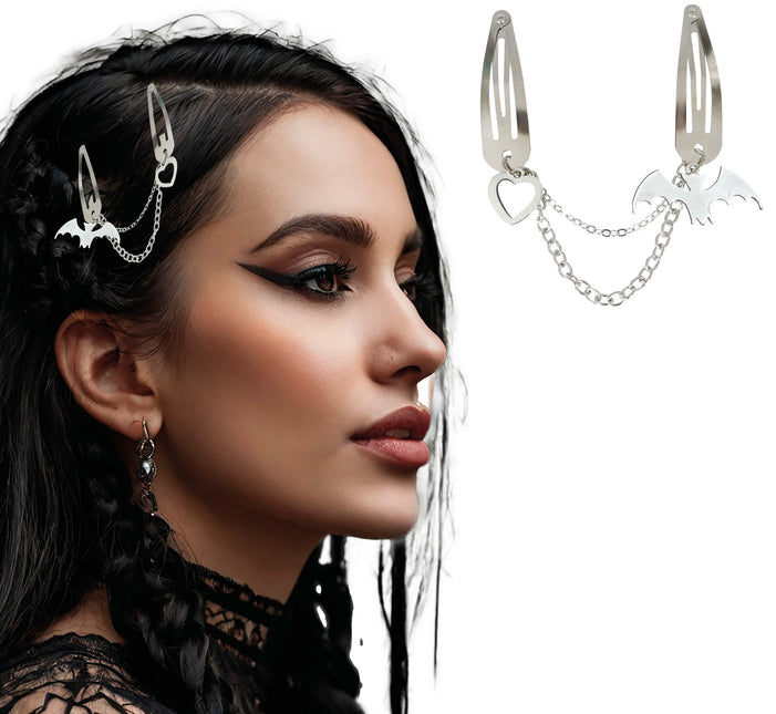 Halloween Haarspange Halskette Fledermaus und Herz