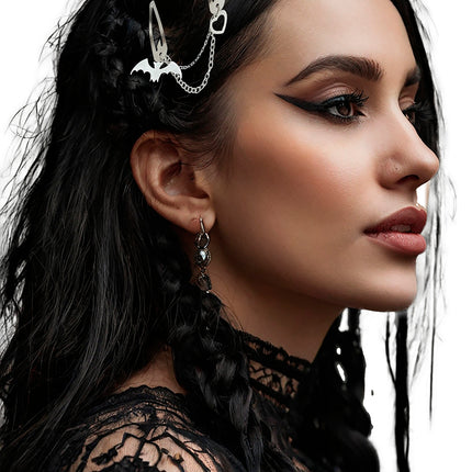 Halloween Haarspange Halskette Fledermaus und Herz