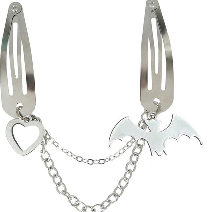 Halloween Haarspange Halskette Fledermaus und Herz