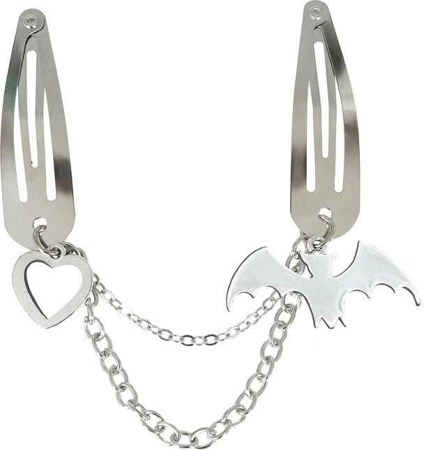 Halloween Haarspange Halskette Fledermaus und Herz