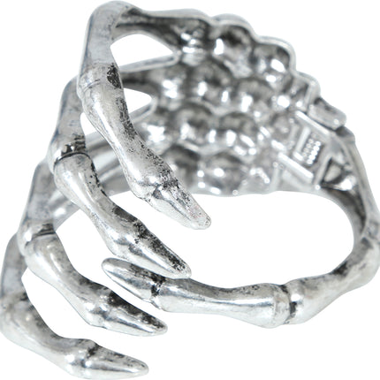 Halloween Armband Silber Skelett Hand