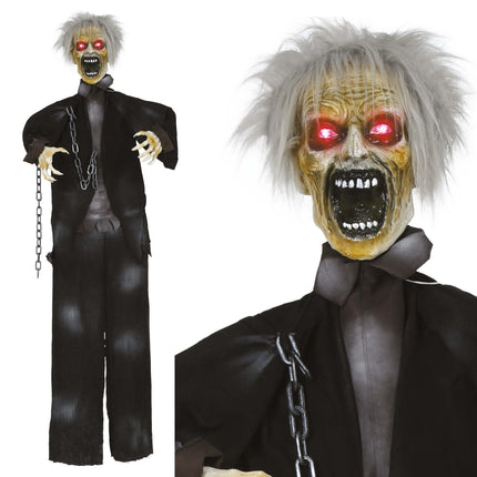 Halloween Puppe Zombie mit Licht, Sound und Bewegung 1,7m