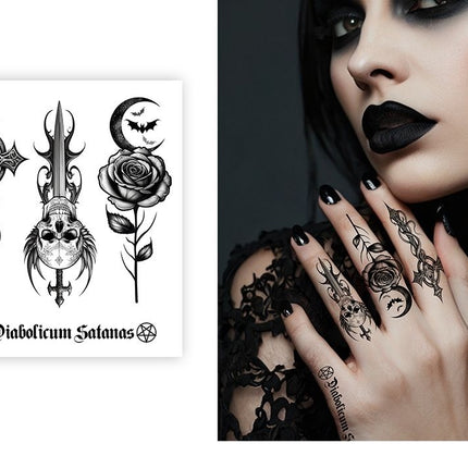 Halloween-Tattoo-Imitat, schwarz, Finger