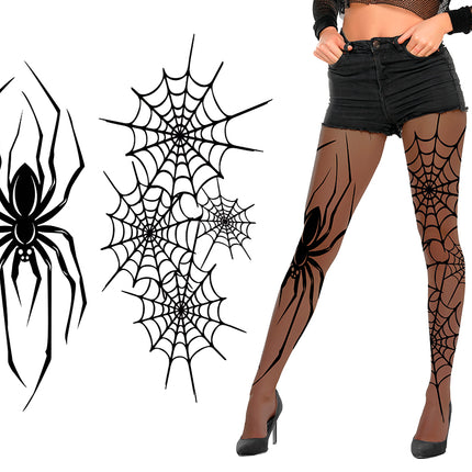 Halloween-Strumpfhose, schwarz, mit Spinnen