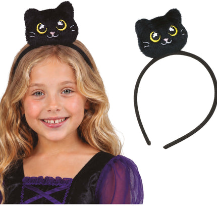 Katzen-Haarband, schwarz, Plüsch