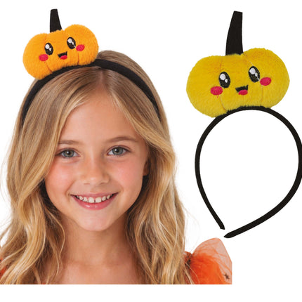Orangefarbenes Haarband mit Kürbis