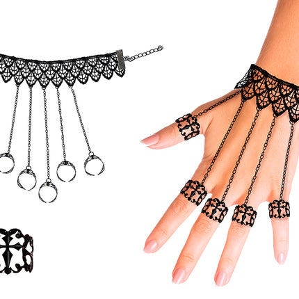 Schwarzes Armband mit Ringen