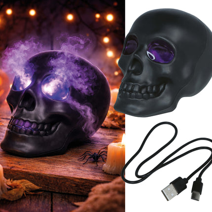 Halloween-Totenkopf, schwarz, geräuchert, 16 cm
