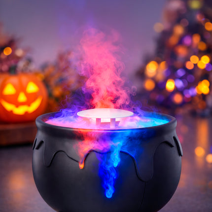 Halloween-Hexenkessel, schwarz, Rauch, 14 cm