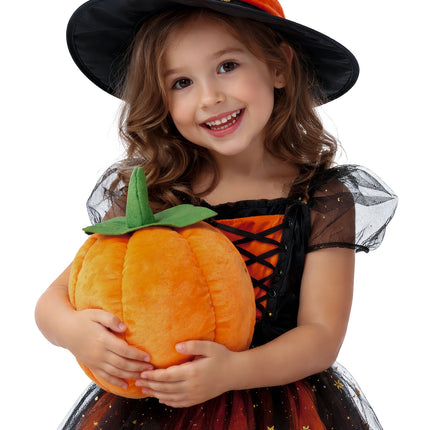 Halloween-Kuscheltier: Orangefarbener Kürbis, 18 cm