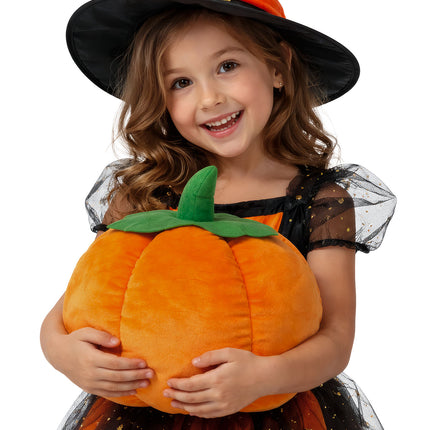 Halloween-Kuscheltier: Orangefarbener Kürbis, 25 cm