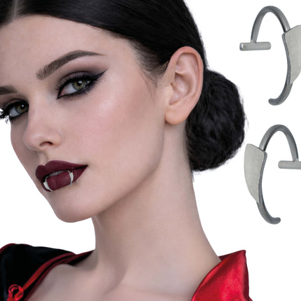 Silbernes Fake-Piercing im Gothic-Stil, 2er-Set