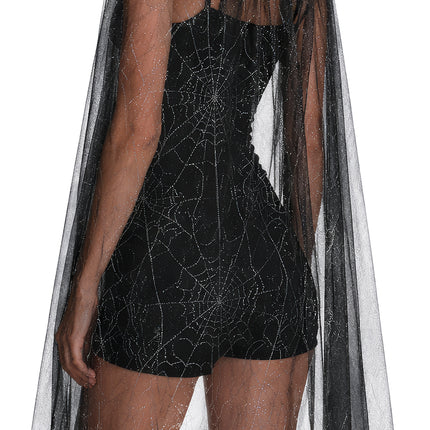 Halloween-Umhang Silber für Damen mit Glitzer