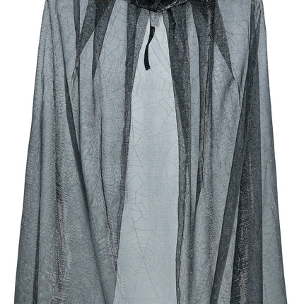 Halloween-Umhang Silber für Damen mit Glitzer