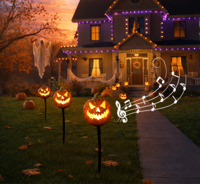 Halloween-Kürbis, orange, mit Licht und Glitzer, 13 cm, 3 Stück