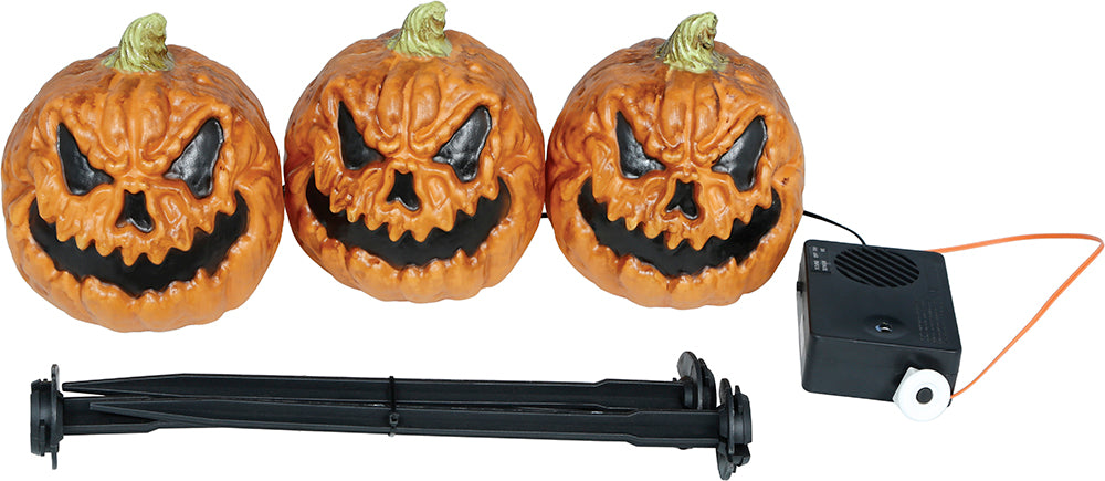 Halloween-Kürbis, orange, mit Licht und Glitzer, 13 cm, 3 Stück
