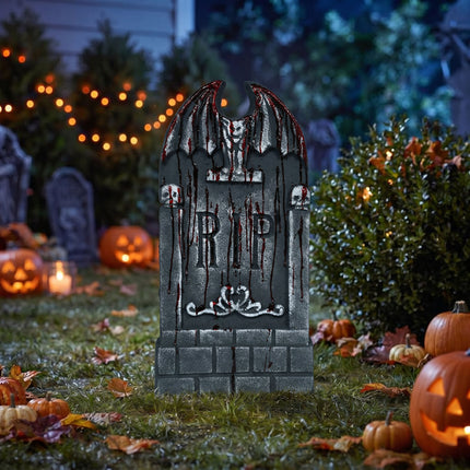 Halloween-Grabstein, grau, zerrissen, blutig, 42 cm