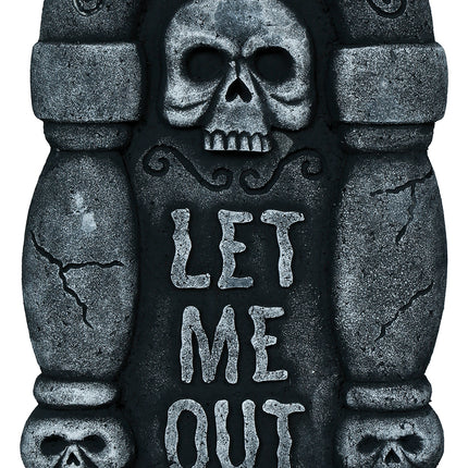 Halloween-Grabstein, grau, „Lasst mich raus“, 42 cm