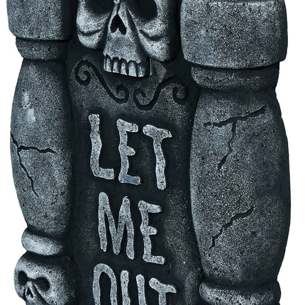 Halloween-Grabstein, grau, „Lasst mich raus“, 42 cm