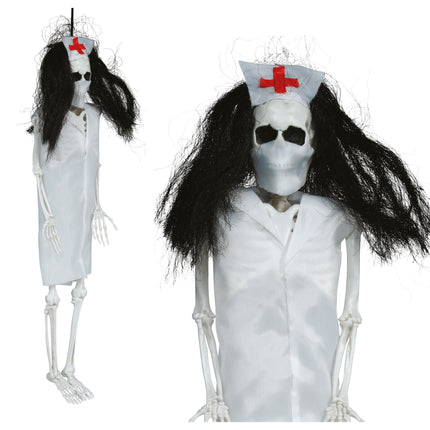 Halloween Skelet Hangend Verpleegster 40cm