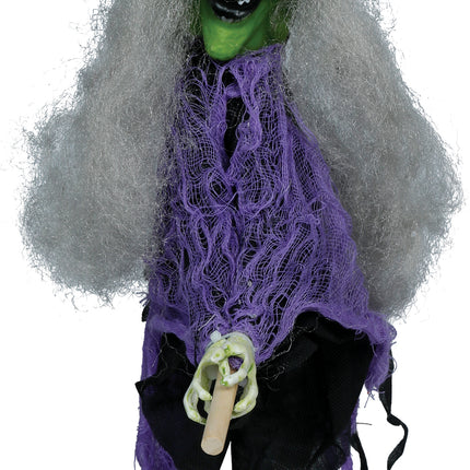 Halloween Pop Hangende Heks Met Bezem 44cm