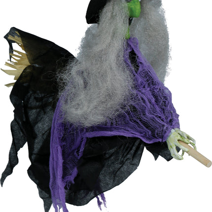 Halloween Pop Hangende Heks Met Bezem 44cm
