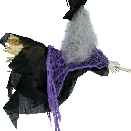 Halloween Pop Hangende Heks Met Bezem 44cm