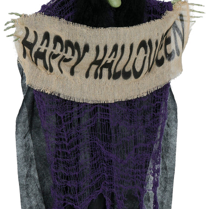 Halloween Pop Hangende Heks Met Bordje 1,10m
