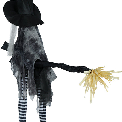 Hexenpuppe mit Besen, Licht, Sound und Bewegung, 1,10 m