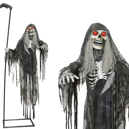 Halloween-Skelett, fliegend, mit Licht, Sound und Bewegung, 2,05 m