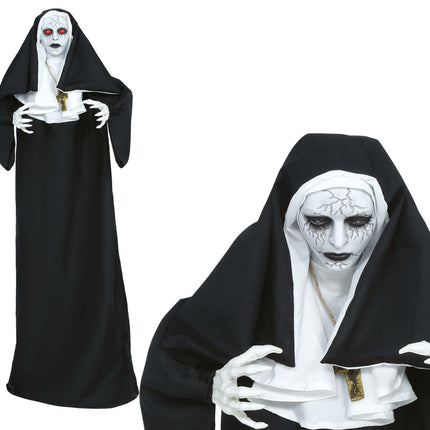 Halloween-Pop-Figur: Gruselige Frau mit Licht, Sound und Bewegung, 1,5 m