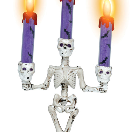 Halloween-Kerzenhalter „Skelett“ mit Licht, 35 cm