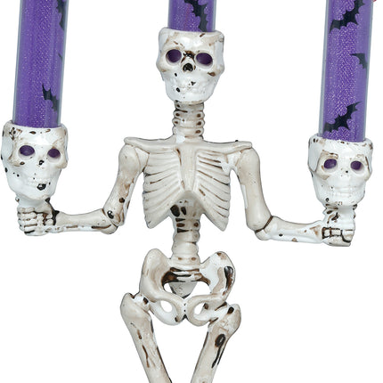 Halloween-Kerzenhalter „Skelett“ mit Licht, 35 cm