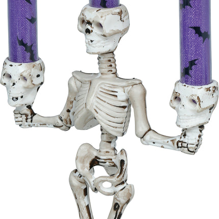 Halloween-Kerzenhalter „Skelett“ mit Licht, 35 cm