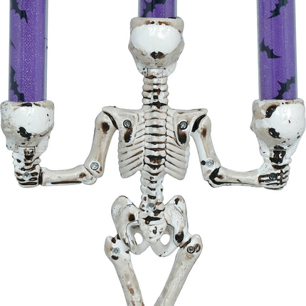 Halloween-Kerzenhalter „Skelett“ mit Licht, 35 cm