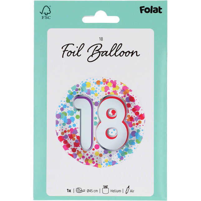 18 Jahre Helium Ballon Leer 45cm