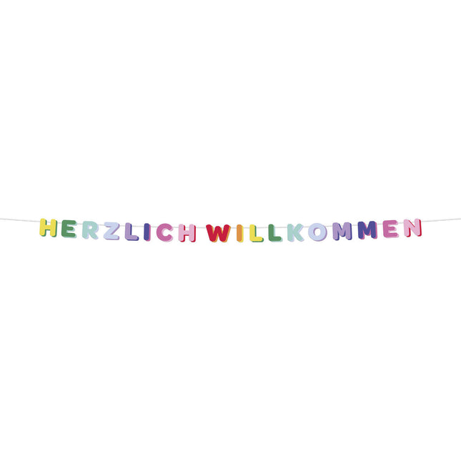 Bunte Buchstabengirlande Herzlich Willkommen 2.6m