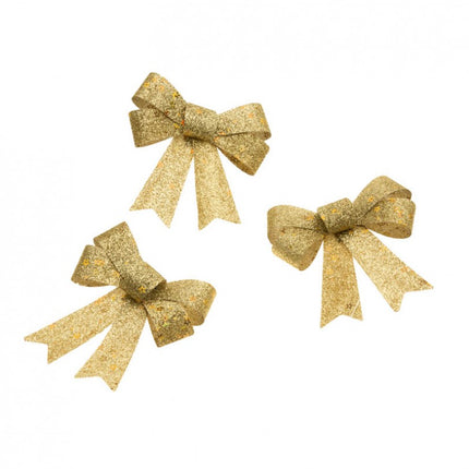 3 goldene Schleifen holografische Sterne 10cm x 12,7cm