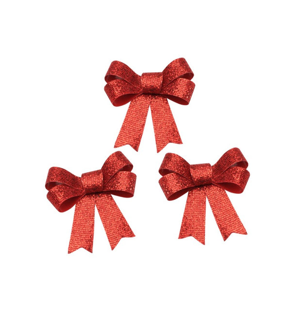 Rote Schleife Glitter 12,7cm 3Stk