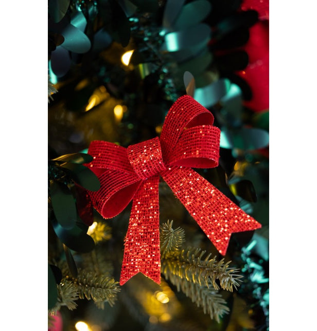 Rote Schleife Glitter 12,7cm 3Stk