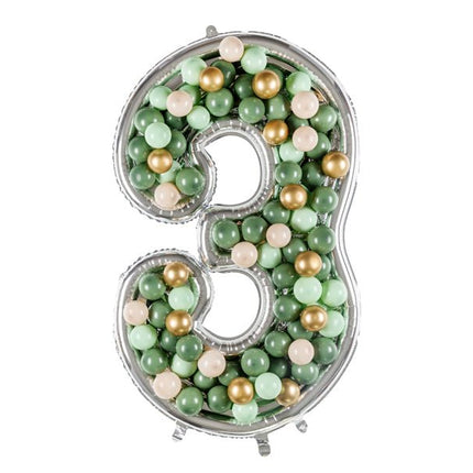 3 Jaar Ballon Frame Zilver 1,26m - Partywinkel - 5904555037342