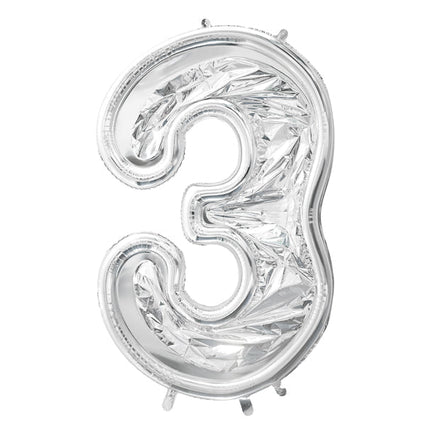 3 Jaar Ballon Frame Zilver 1,26m - Partywinkel - 5904555037342