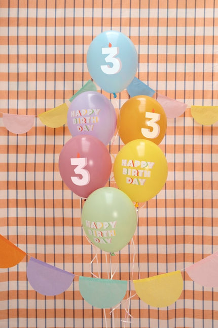 3 Jaar Ballonnen 30cm 50st van Partydeco koop je bij Partywinkel