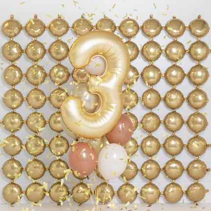3 Jaar Cijfer Ballon Goud Satijn Folie Leeg 86cm van Partydeco koop je bij Partywinkel