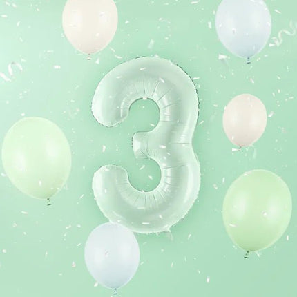 3 Jaar Cijfer Ballon Mintgroen 72cm van Partydeco koop je bij Partywinkel