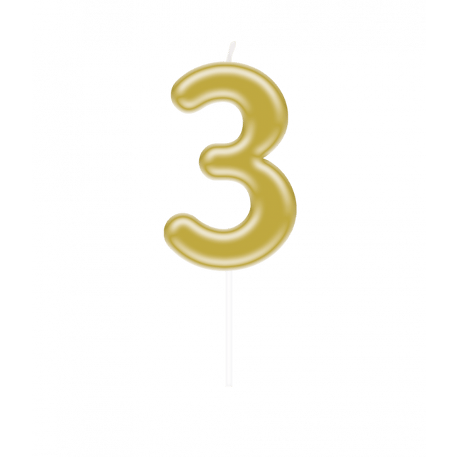 3 Jaar Kaars Goud 10,5cm van Paper Dreams koop je bij Partywinkel