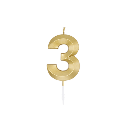 3 Jaar Kaars Goud Metallic 6cm van WeFiesta koop je bij Partywinkel