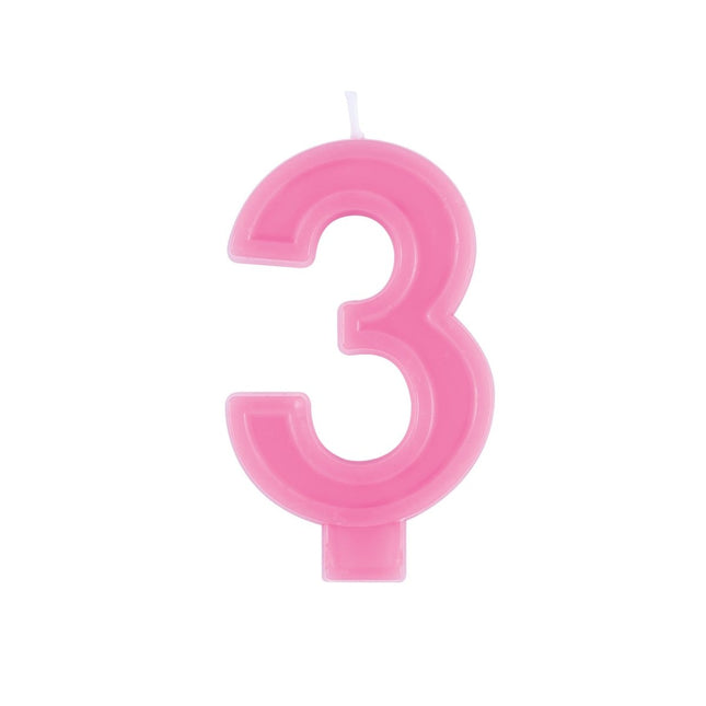3 Jaar Kaars Roze van Unique koop je bij Partywinkel