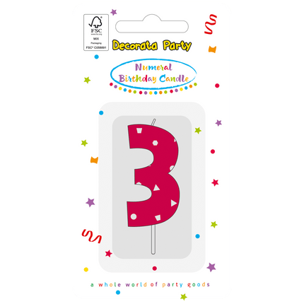 3 Jaar Kaars Roze van Procos koop je bij Partywinkel